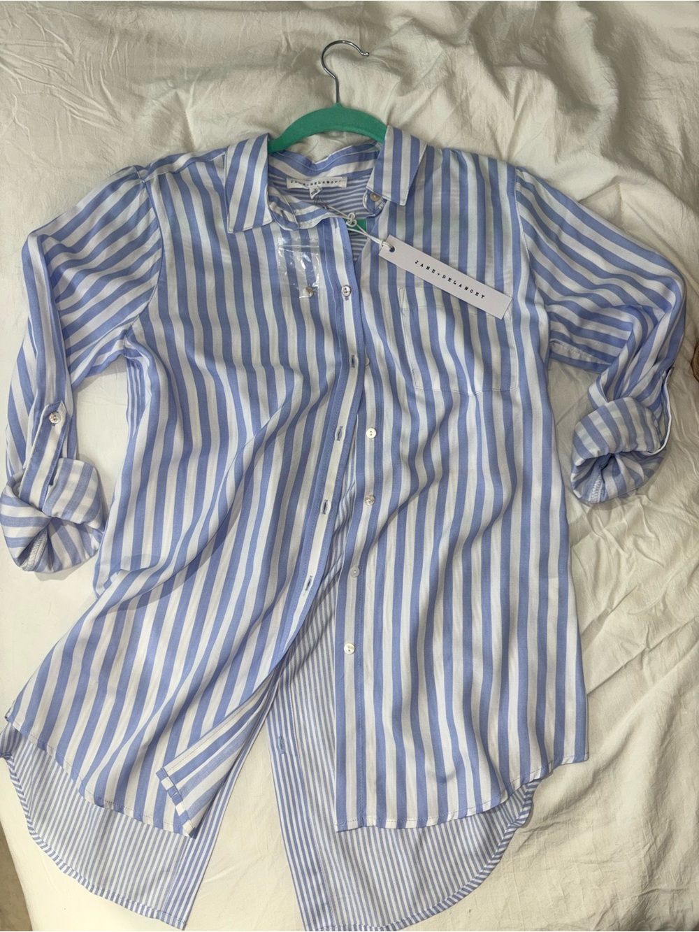 Light Blue & White Striped summer button down